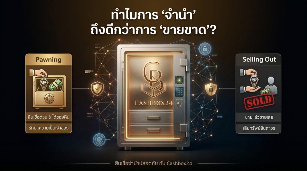 อินโฟกราฟิกเปรียบเทียบการจำนำมือถือ โน๊ตบุ๊ค VS ขายขาด เลือกแบบไหนคุ้มกว่ากัน โดย Cashbox24